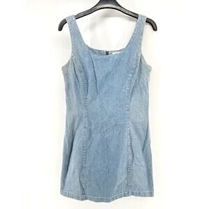 Harlow Light Denim Jumper Romper Overall Dress Size 8 Fitted Zip Back